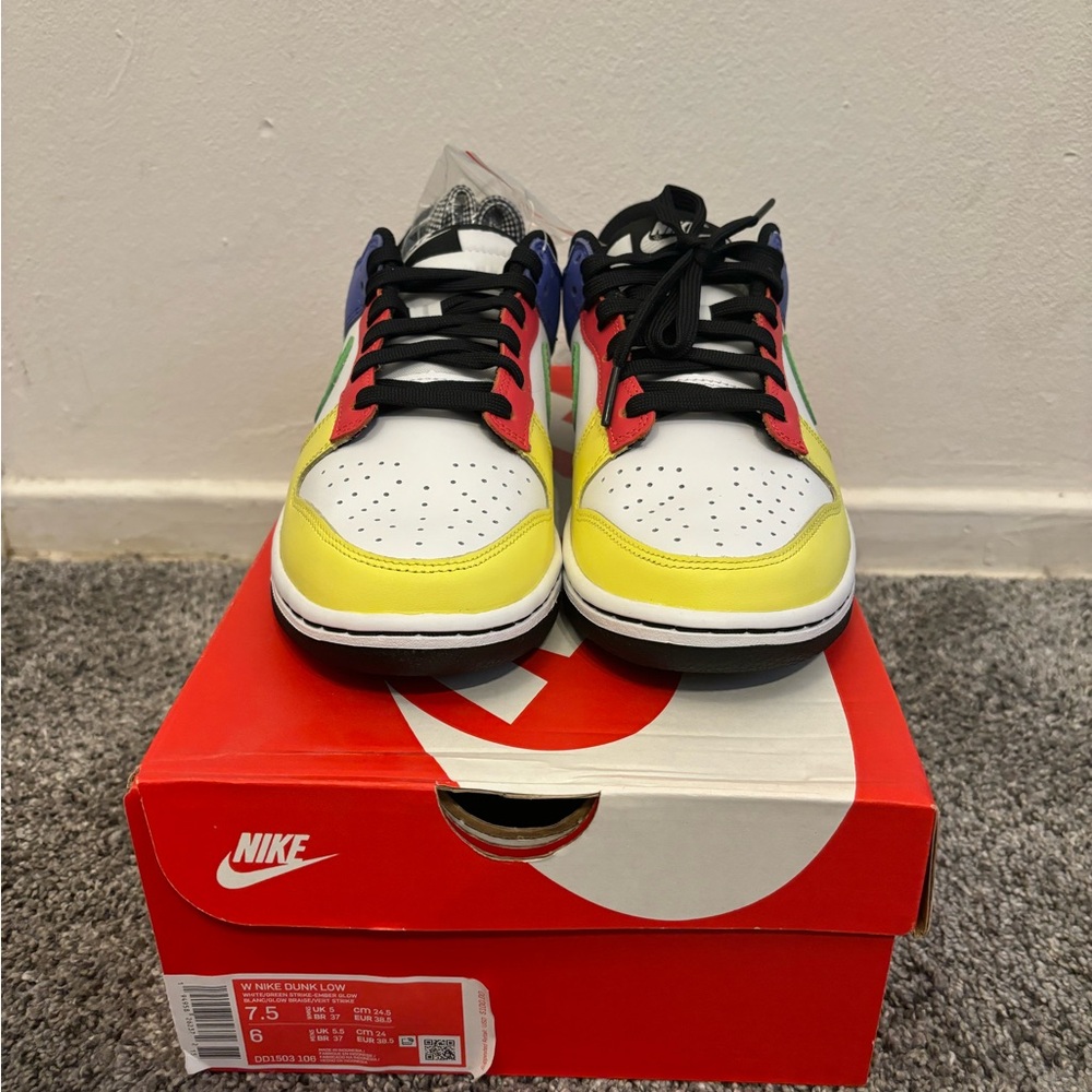 Brand New Size 7.5 Women’s Nike Dunk Low Multi-Color